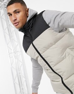 Дутый жилет кремового цвета с контрастной вставкой ASOS DESIGN-Белый