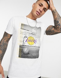Белая футболка с фотографическим принтом LA Lakers от New Era NBA-Белый