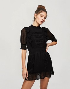 Черное платье мини с кружевной отделкой Miss Selfridge-Черный цвет