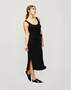 Черное платье мини в рубчик с овальным вырезом Miss Selfridge-Черный цвет