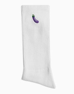 Носки без пятки с вышивкой баклажана Topman-Многоцветный