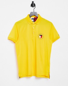 Футболка-поло узкого кроя с гербом Tommy Hilfiger-Желтый