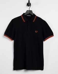 Черное поло с двойным кантом Fred Perry-Черный цвет