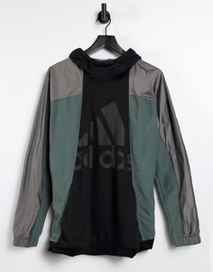 Худи с логотипом и многоцветными вставками adidas-Черный цвет