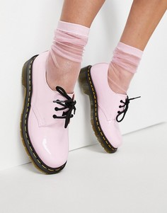 Розовые лакированные туфли Dr Martens 1461-Розовый цвет