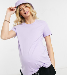 Футболка лавандового цвета из органического хлопка с круглым вырезом ASOS DESIGN Maternity-Фиолетовый цвет