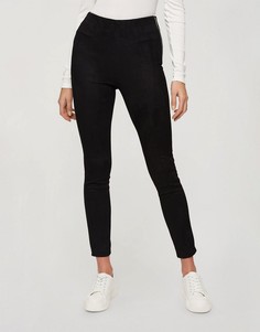 Черные брюки из материала с эффектом замши Miss Selfridge-Черный цвет