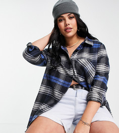 Рубашка в стиле oversized в винтажную клетку от комплекта Daisy Street Plus-Черный цвет