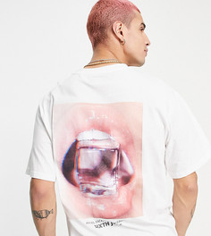 Белая oversized-футболка с принтом губ Sixth June-Белый