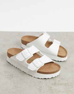 Белые сандалии на плоской платформе Papillio Arizona-Белый Birkenstock