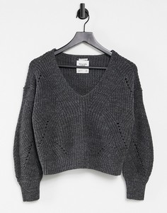 Темно-серый свободный джемпер с V-образным вырезом Abercrombie & Fitch