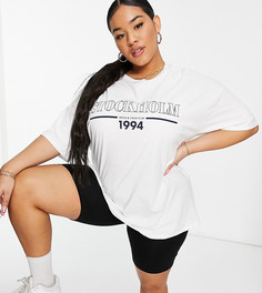 Белая свободная футболка с принтом "Stockholm 1994" ASOS DESIGN Curve-Белый