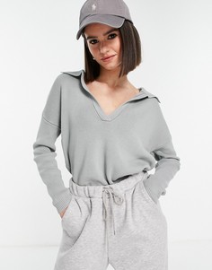 Джемпер в рубчик с широким воротником от комплекта Fashion Union-Зеленый цвет