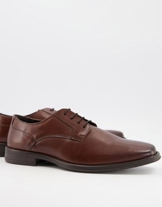 Коричневые кожаные ботинки дерби на шнуровке Silver Street-Коричневый цвет