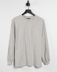 Серый меланжевый oversized-лонгслив с манжетами ASOS DESIGN