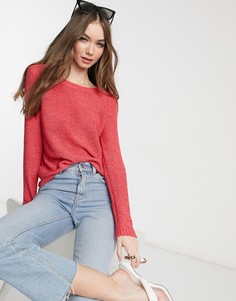 Темно-красный джемпер с круглым вырезом и длинными рукавами Only