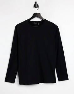 Черный лонгслив с круглым вырезом ASOS DESIGN-Черный цвет