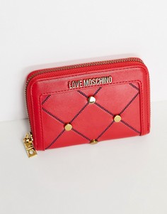 Красный кошелек с декоративными заклепками Love Moschino