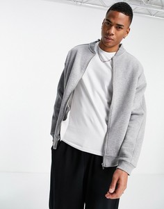 Куртка-бомбер в стиле oversized из серого меланжевого трикотажа ASOS DESIGN-Серый