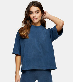 Синяя футболка в стиле "oversized" Topshop Petite-Голубой