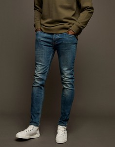 Выбеленные эластичные зауженные джинсы Topman-Голубой