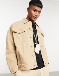 Светло-бежевая джинсовая oversized-куртка в стиле вестерн ASOS DESIGN-Бежевый