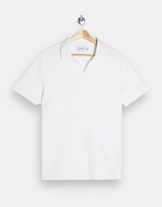 Белая футболка-поло с вафельной фактурой и разрезом Topman-Белый