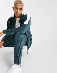 Спортивная куртка в стиле oversized из велюра в рубчик с эффектом колор-блок ASOS DESIGN-Зеленый цвет