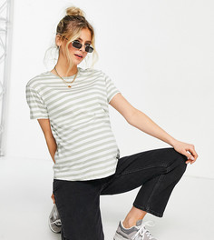 Свободная футболка в белую и шалфейно-зеленую полоску ASOS DESIGN Maternity-Многоцветный