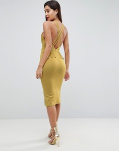 Облегающее платье миди с лямками на спине ASOS-Зеленый
