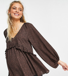 Блузка с леопардовым принтом и оборками ASOS DESIGN Maternity-Многоцветный