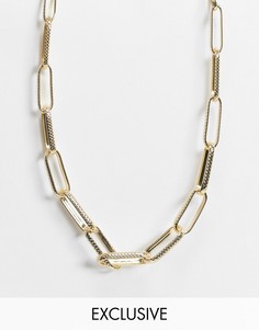 Эксклюзивное золотистое ожерелье с широкими переплетенными звеньями DesignB London-Золотистый