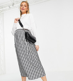 Фактурная юбка миди в черно-белую клетку с карманом ASOS DESIGN Maternity-Многоцветный