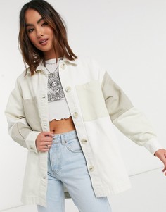 Бежевый холщовый шакет со вшитыми вставками Bershka-Нейтральный