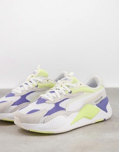 Кроссовки в белом, синем и желтом цвете Puma RS-X3 Twill Air Mesh-Белый