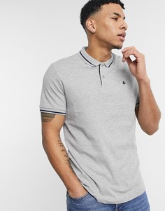 Светло-серая трикотажная футболка поло Jack & Jones Essentials-Серый