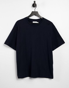 Футболка в стиле oversized из органического хлопка темно-синего цвета Topman-Темно-синий