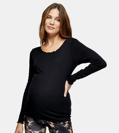 Черный лонгслив с волнистыми краями Topshop Maternity-Черный цвет