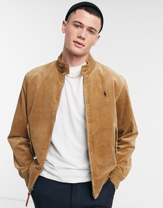 Коричневая вельветовая куртка на подкладке с логотипом игрока Polo Ralph Lauren Barracuda-Коричневый цвет