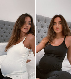 Набор из двух топов черного и белого цвета для кормящих мам Mamalicious Maternity-Черный цвет Mama.Licious