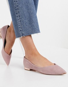 Светло-розовые туфли с заостренным носком на плоской подошве Ted Baker-Розовый цвет