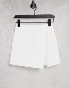 Белая юбка-шорты с запахом спереди ASOS DESIGN-Белый