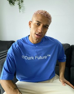 Голубая выбеленная oversize-футболка с логотипом ASOS Dark Future-Голубой