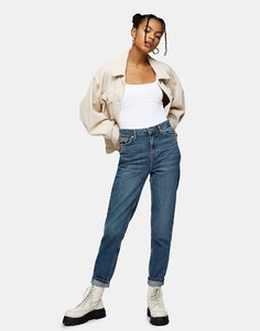 Зеленовато-синие джинсы в винтажном стиле Topshop-Голубой