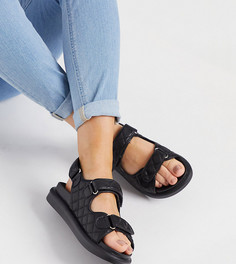 Черные стеганые сандалии в винтажном стиле на массивной подошве RAID Wide Fit Amylia-Черный цвет
