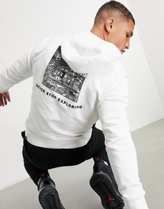 Худи белого цвета с черным прямоугольным принтом The North Face-Белый