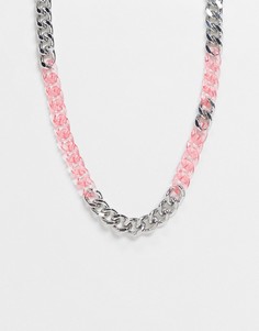 Серебристая цепочка с вставками из пластиковых звеньев ASOS DESIGN-Серебристый