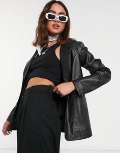 Черный блейзер из искусственной кожи Topshop-Черный цвет