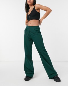 Темно-зеленые брюки с широкими штанинами Y.A.S-Зеленый цвет
