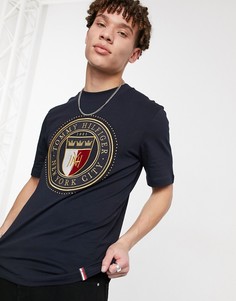 Свободная футболка с круглым логотипом-щитом Tommy Hilfiger-Темно-синий